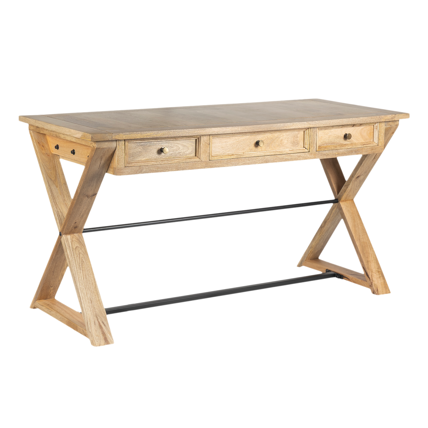 Vita Farmhouse Mango Wood Desk For Home Office - Natural 56"