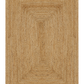 Full view of natural braided jute area rug on black background