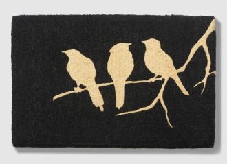 Birds On Branch - Black Doormat Handwoven Durable