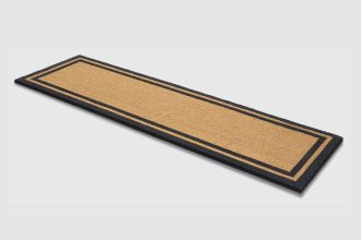 Double Black Border Doormat (18" x 60" Non-Slip) Natural Rubber, Durable
