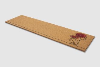 Red Flower Doormat (18" x 60" Non-Slip) Natural Rubber, Durable