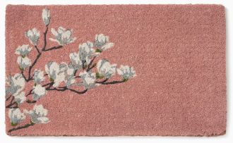 Magnolia Branch - Coral Doormat (18" x 30" Thick) Handwoven Durable