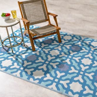 Seville - Multicolor Blue Farmhouse Outdoor Rug for Patio