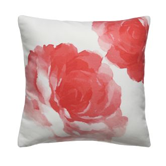 Watercolor Rose - Red Floral Stain Resistant Indoor/Outdoor Pillow for Patio (20" x 20")