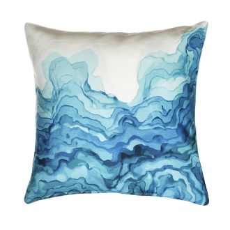Watercolor Waves - Teal Stain Resistant Indoor/Outdoor Pillow for Patio 