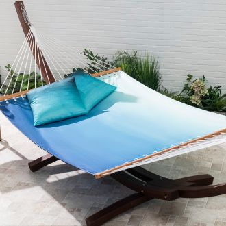 Big Sur - Teal Ombre Recycled Polyester Hammock for Patio - (55" x 82")