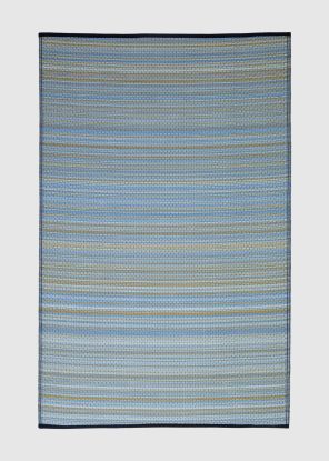 Cancun Shadow - Blue Striped Outdoor Rug for Patio