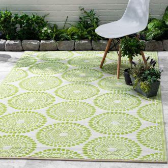 Rio - Green Floral Medallion Outdoor Rug for Patio