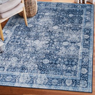 Noor Vintage  - Blue - VIN-DIS-TREL-BL - ReaLife Machine Washable Rug