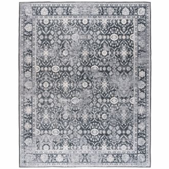 Noor Vintage  - Charcoal Dark Gray Ivory - VIN-DIS-TREL-CH - ReaLife Machine Washable Rug