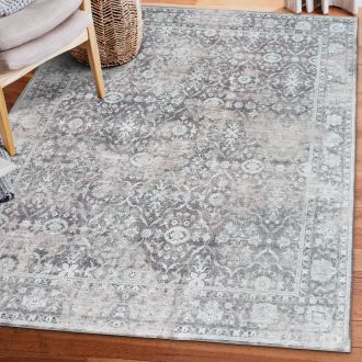 Noor Vintage  - Gray Turquoise - VIN-DIS-TREL-GT - ReaLife Machine Washable Rug