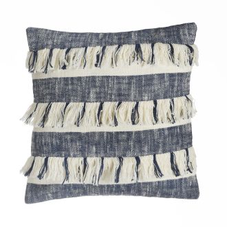 Victoria Decorative Pillow - Blue & Ivory (20" x 20") Cotton