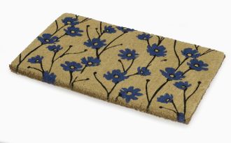 Wild Flowers - Blue Doormat (18" x 30" Thick) Handwoven Durable
