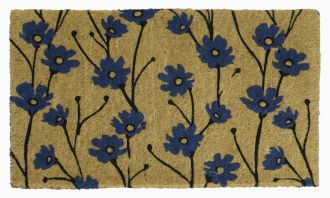 Wild Flowers - Blue Doormat (18" x 30" Thick) Handwoven Durable